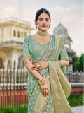 Pastel Green Viscose Saree – Soft & Elegant - Gunj Fashion