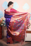 Violet Zari Woven Peacock Paithani Silk Saree