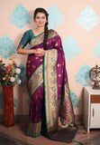 Purple Zari Woven Peacock Paithani Silk Saree