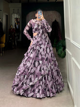 Tubby silk lehenga with hotfix detailing