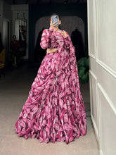 Tubby silk lehenga with hotfix detailing