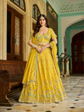 Yellow Tissue Lehenga – Bridal & Festive Wear - Gunj Fashion