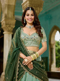 Elegant Mint Green Tissue Lehenga-Wedding & Festive Wear - Gunj Fashion
