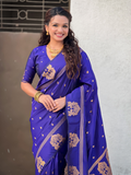 Violet Soft Silk Traditional Zari Woven Saree
