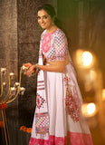 White Jacquard Cotton Embroiderd Traditional Lehenga Choli For Navratri