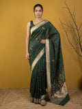 elegant soft organza saree with flower meenakari weaving and jamdani pallu