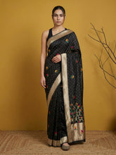 Soft Organza Meenakari Woven Saree with Jamdani Zari Pallu and Brocade Blouse Festive Wedding Party Wear Saree