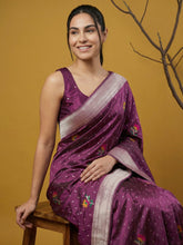 Soft Organza Meenakari Woven Saree with Jamdani Zari Pallu and Brocade Blouse Festive Wedding Party Wear Saree