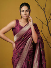 Soft Organza Meenakari Woven Saree with Jamdani Zari Pallu and Brocade Blouse Festive Wedding Party Wear Saree