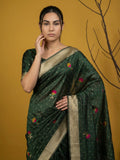 traditional organza saree featuring zari woven meenakari craftsmanship