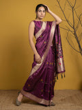 festive wear organza saree with rich meenakari woven detailing