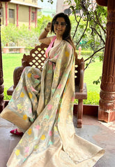 Riti Verma in Grey Organza Meenakari Floral Zari Woven Saree
