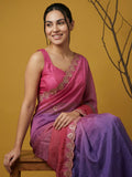 party wear satin saree with smooth drape and luxurious finish