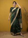 lightweight organza saree with artistic floral weaving and graceful drape