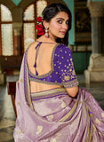 Orchid Purple Viscose Saree with Purple Embroidered Blouse - Gunj Fashion