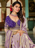 Orchid Purple Viscose Saree with Purple Embroidered Blouse - Gunj Fashion