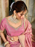 Blush Pink Viscose Blend Saree - Gunj Fashion