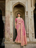 Blush Pink Viscose Blend Saree - Gunj Fashion
