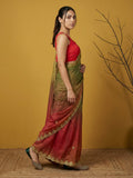 luxury satin saree for parties with handcrafted gotapatti work