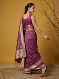 ethnic organza saree with artistic floral weaving and graceful drape