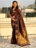 Coffee Brown Soft Silk Traditional Zari Woven Saree