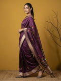 ethnic wine organza saree with luxurious woven detailing and festive appeal