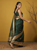 ethnic organza saree with luxurious woven detailing and festive appeal