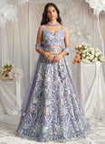 Adorable Mauve Net Lehenga Choli for Indian Wedding with Multicolor Sequin Embroidery
