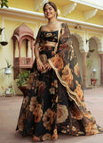 Alluring Black Gota Patti Work Organza Simple Indian Lehenga Choli With Dupatta