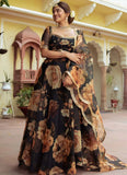 Alluring Black Gota Patti Work Organza Simple Indian Lehenga Choli With Dupatta