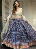 Blue Party Wear Art Silk Lehenga Choli With Dupatta