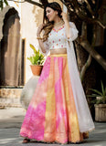 Multicolor Digital Print Lehenga with Organza Dupatta