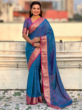 blue soft patola silk saree with bandhani weaves and zari border
