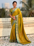 mehendi green soft patola silk saree with bandhani weaving