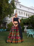 Designer black Banarasi silk lehenga choli