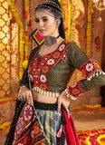 Black Rayon Lehenga Choli with Mirror and Embroidered Georgette Dupatta for Navratri
