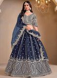 Blue Mirror Work Lehenga for Sister’s Wedding