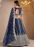 Royal Blue Art Silk Wedding Lehenga with Net Dupatta
