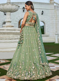 Majestic green tissue lehenga choli for wedding and festive wear