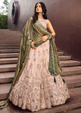 Charming Green Sequins Work Viscose Rayon Lightweight Bridesmaid Lehenga Choli with Dupatta