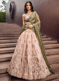 Charming Green Sequins Work Viscose Rayon Lightweight Bridesmaid Lehenga Choli with Dupatta