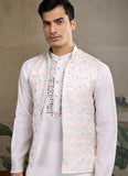 White Mirror Work Kurta for Men