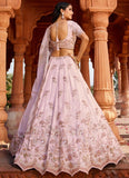 Coral Tissue Bridal Lehenga with Sequins & Moti Work – Trending 2025 Wedding Lehenga