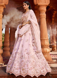 Coral Tissue Bridal Lehenga with Sequins & Moti Work – Trending 2025 Wedding Lehenga