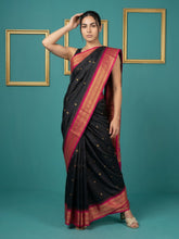 Black Premium Soft Silk Saree Gold Zari Woven Saree Contrast Pallu Festive Saree With Blouse