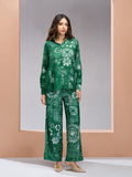 Dark Green Designer Pure Muslin Silk Floral Co-Ord Set for Women