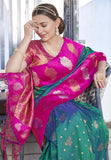 Green Soft Silk Contrast Zari Woven Saree