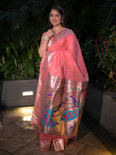 Aditi in our Dark Pink Organza Paithani Zari Woven Saree