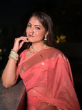 Aditi in our Dark Pink Organza Paithani Zari Woven Saree