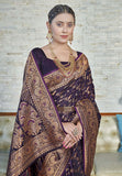 Dark Magenta Banarasi Katan Silk Saree